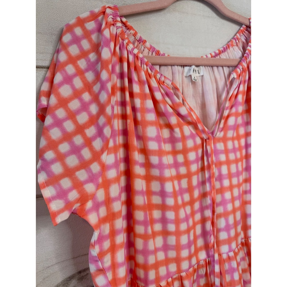 THML Pink and Orange Checked Mini Dress - Picture 2 of 6